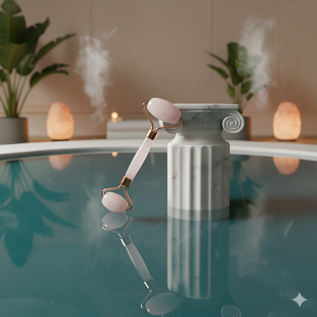 Double rouleau de massage quartz rose