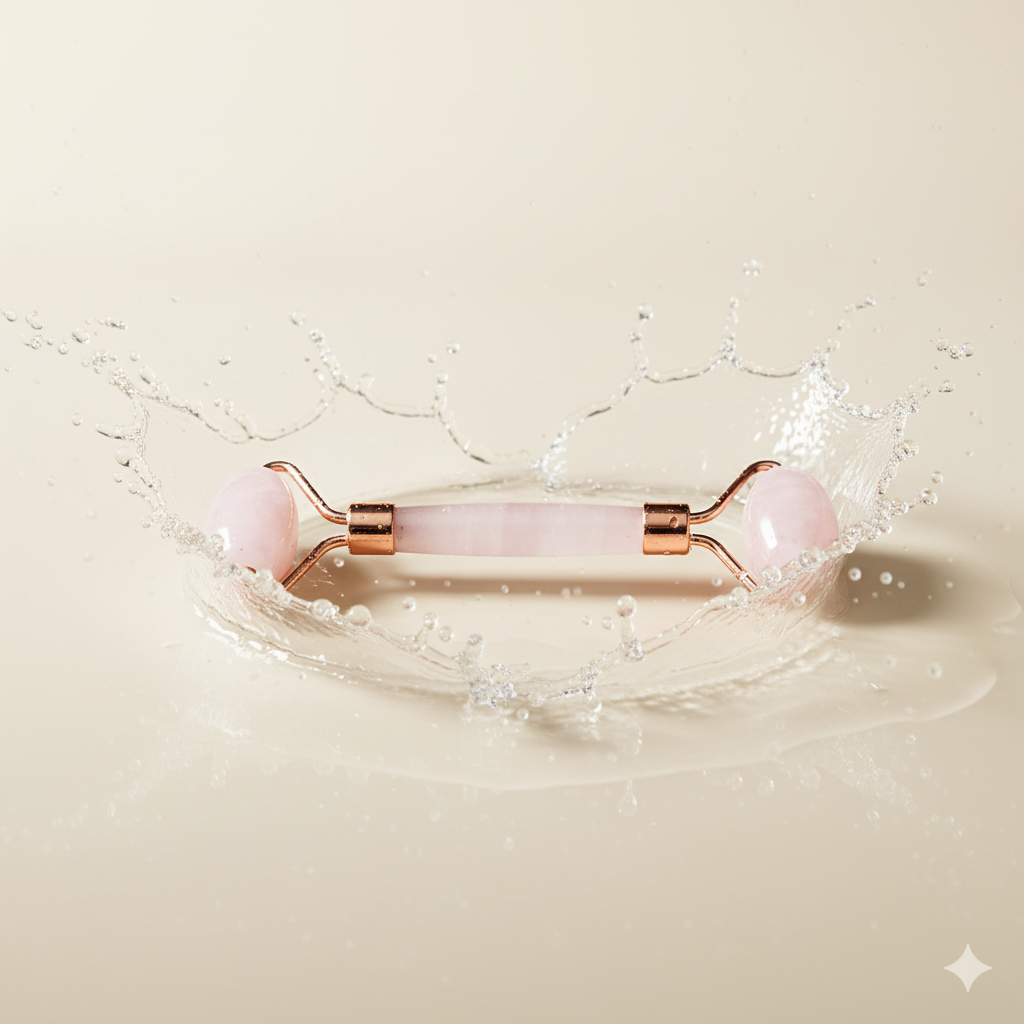Double rouleau de massage quartz rose