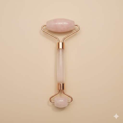 Double rouleau de massage quartz rose